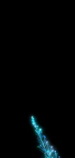 Glowing blue plant on a dark background mobile wallpaper.