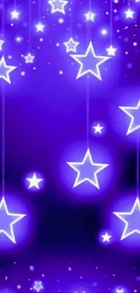 Mobile wallpaper with glowing purple stars on a violet background.