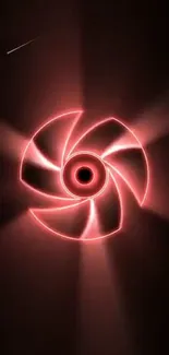 Glowing red spiral fan wallpaper with neon effect.