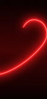 Glowing red neon curve on a dark background wallpaper.