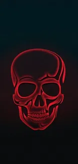 Dark wallpaper with a glowing red skull design.