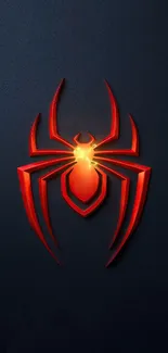 Bright red spider emblem glowing on a sleek black mobile wallpaper.