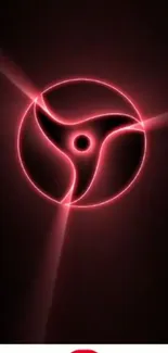 Neon red glowing symbol on a dark background wallpaper.