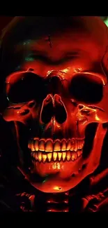 Vibrant glowing skull in red-orange hues for mobile wallpaper