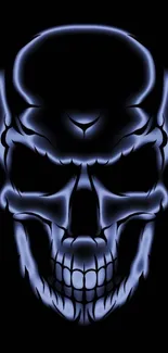 Glowing skull on dark background mobile wallpaper.