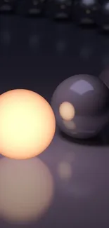 Glowing sphere with reflective balls art.