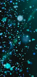 Teal and blue glowing abstract bokeh wallpaper.