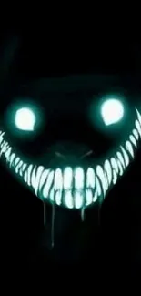 Mystical dark wallpaper with glowing eyes and teeth.