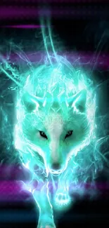 Ethereal glowing wolf with mystical aura wallpaper.