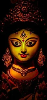 Goddess Durga mobile wallpaper with vibrant colors.