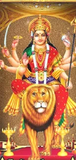 Goddess Durga adorned with vibrant colors and motifs.