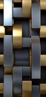 Phone wallpaper with gold and silver geometric pattern.