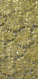 Luxurious gold brocade pattern with intricate textures for mobile wallpaper.