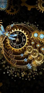 Gold Clock Art Live Wallpaper