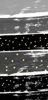 Abstract black, grey, and gold dotted wallpaper design.