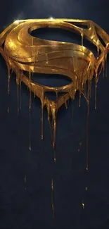 Gold emblem melting on dark background wallpaper.