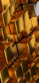 Gold geometric cubes creating a 3D abstract pattern.