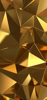 Gold geometric pattern wallpaper with 3D shapes.