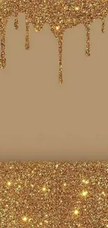 Gold glitter and drip design wallpaper for mobile.