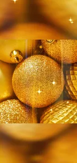 Elegant gold glitter ornaments for festive wallpaper.