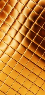 Luxurious gold grid pattern on a mobile wallpaper.