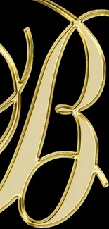 Gold letter B on a black background wallpaper.