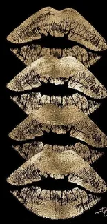 Gold lips design on black background wallpaper.