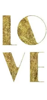 Gold textured 'LOVE' text on white wallpaper image.