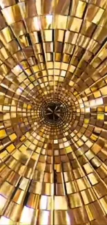 Gold mosaic spiral creates an elegant visual display.