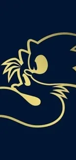 Gold silhouette of a character on a navy blue background wallpaper.