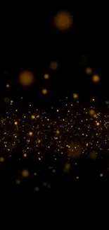 Gold sparkles on black background, elegant and luxurious wallpaper for phones.