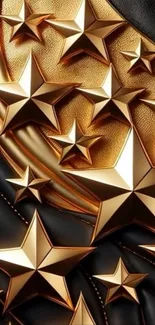 3D gold star pattern on textured background.