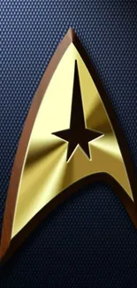 Star Trek emblem in gold on a dark background.