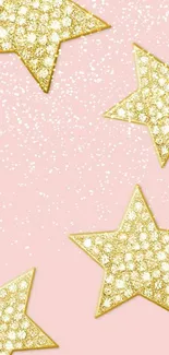 Gold stars on a pink background mobile wallpaper.