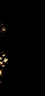 Mobile wallpaper with cascading golden stars on a black background.