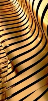 Golden striped abstract design wallpaper.