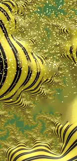 Golden abstract fractal art with swirling patterns and dynamic lines for wallpapers.