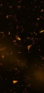 Abstract golden particles on black background.