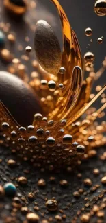 Golden abstract art with metallic textures.