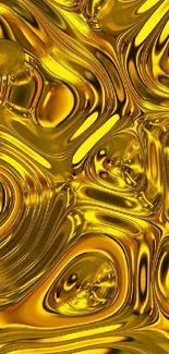 Golden abstract wallpaper with shiny, swirling patterns.