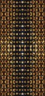 Golden abstract symmetrical pattern mobile wallpaper.