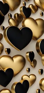 3D golden and black heart wallpaper for phones.