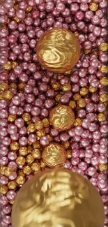 Golden and pink pearls mobile wallpaper