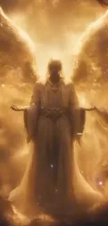 Angelic silhouette with golden glow art