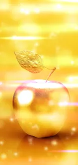 Elegant golden apple wallpaper with radiant shine.