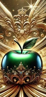 Golden apple fantasy art with ornate details