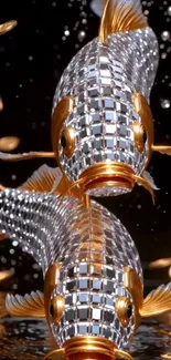 3D gold fish swimming with elegance in artistic design.