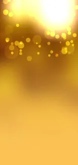 Golden bokeh light wallpaper with warm glowing design.