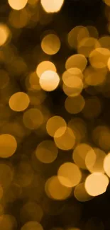 Golden bokeh lights mobile wallpaper.