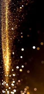 Golden bokeh wallpaper with sparkling light effects for mobile screens.